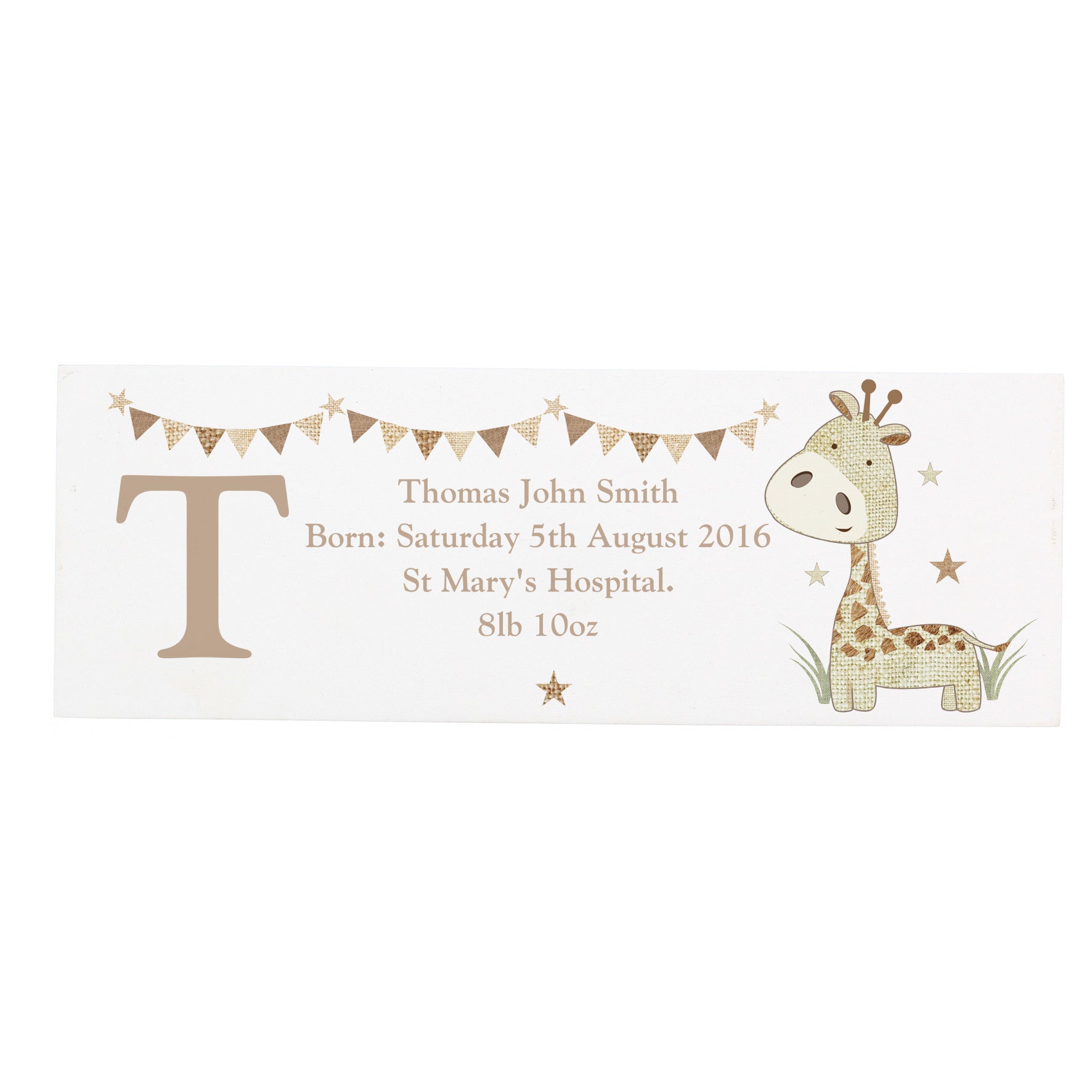 Personalised Hessian Giraffe Wooden Mantel Decoration - MK&JD Gifts