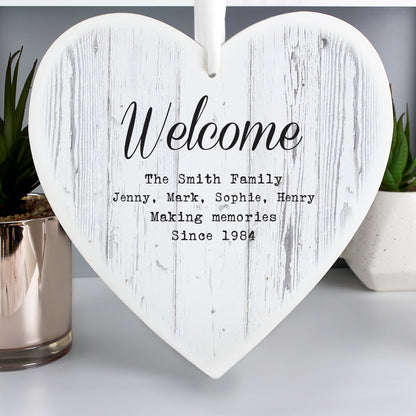 Personalised Rustic Large Wooden Heart Decoration - MK&JD Gifts