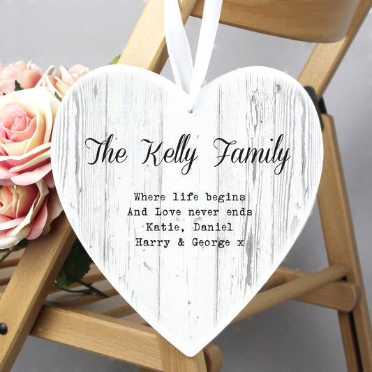 Personalised Rustic Large Wooden Heart Decoration - MK&JD Gifts