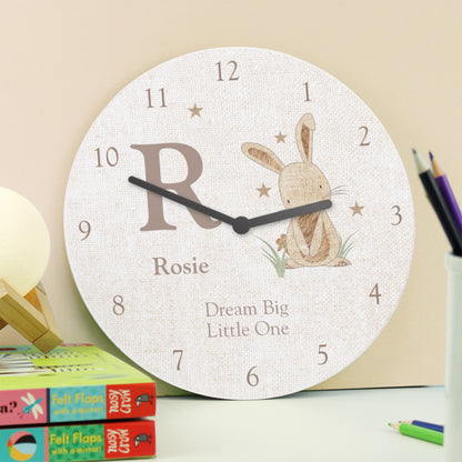 Personalised Hessian Rabbit Shabby Chic Large Wooden Clock - MK&JD Gifts