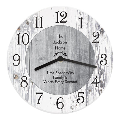 Personalised Any Message Shabby Chic Large Wooden Clock - MK&JD Gifts