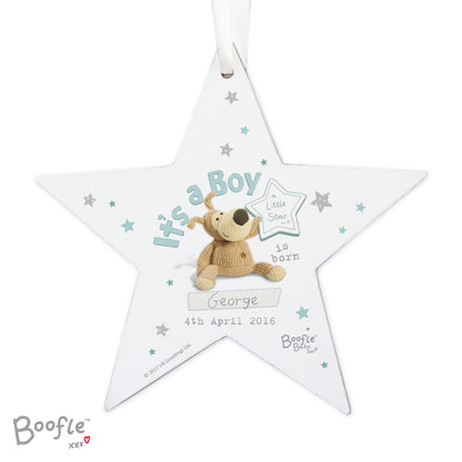 Personalised Boofle Its a Boy Wooden Star Decoration - MK&JD Gifts