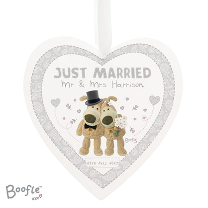 Personalised Boofle Wedding Large Wooden Heart Decoration - MK&JD Gifts
