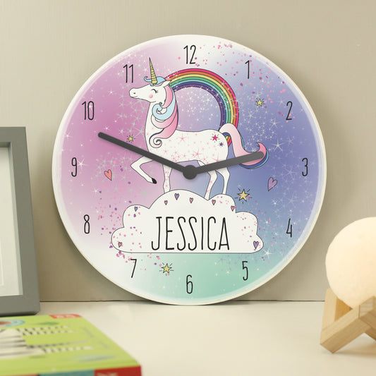 Personalised Unicorn Wooden Clock