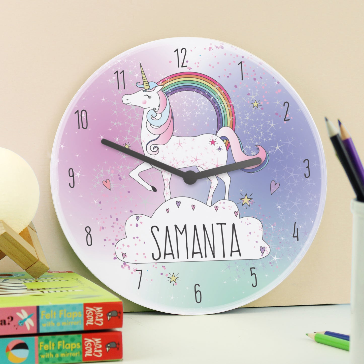 Personalised Unicorn Wooden Clock - MK&JD Gifts