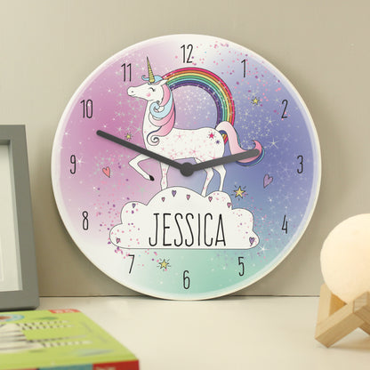 Personalised Unicorn Wooden Clock - MK&JD Gifts