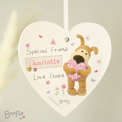 Personalised Boofle Flowers Wooden Heart Decoration - MK&JD Gifts