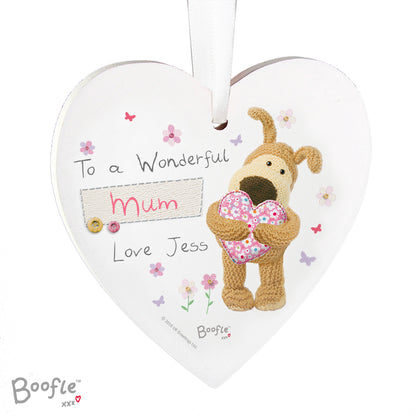 Personalised Boofle Flowers Wooden Heart Decoration - MK&JD Gifts