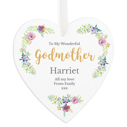 Personalised Any Role 'Floral Watercolour' Large Wooden Heart Decoration - MK&JD Gifts