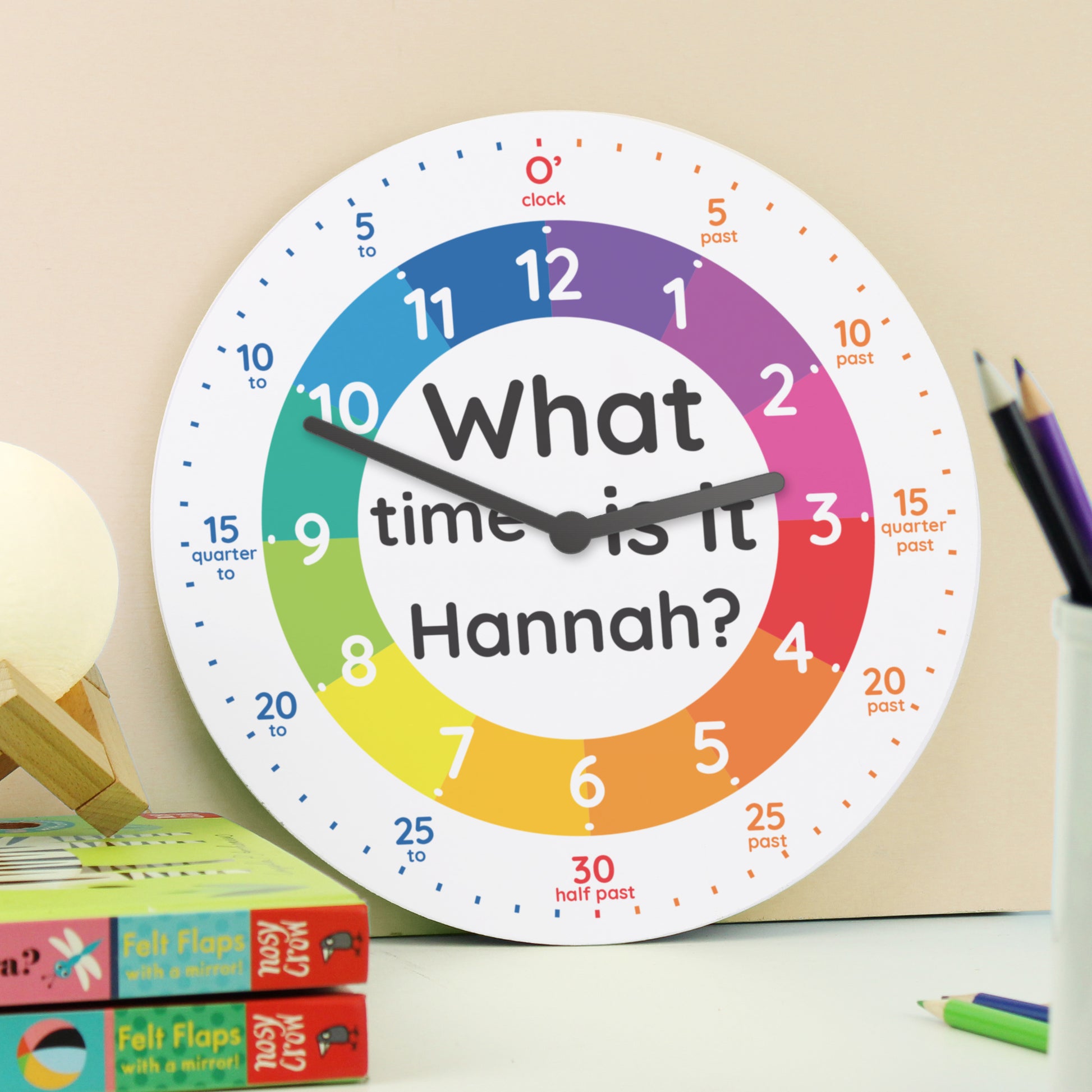 Personalised What Time Is It? Wooden Clock - MK&JD Gifts