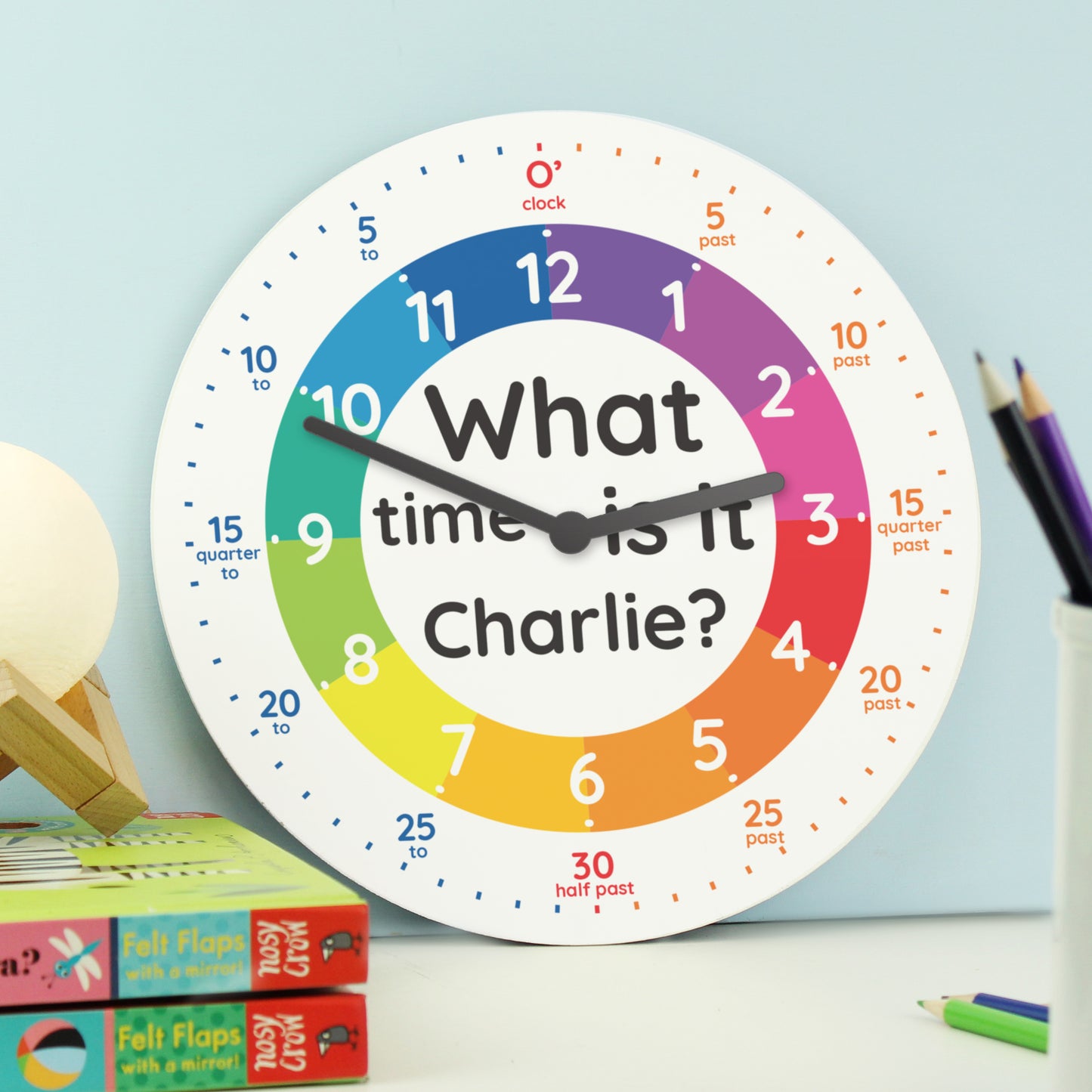 Personalised What Time Is It? Wooden Clock - MK&JD Gifts
