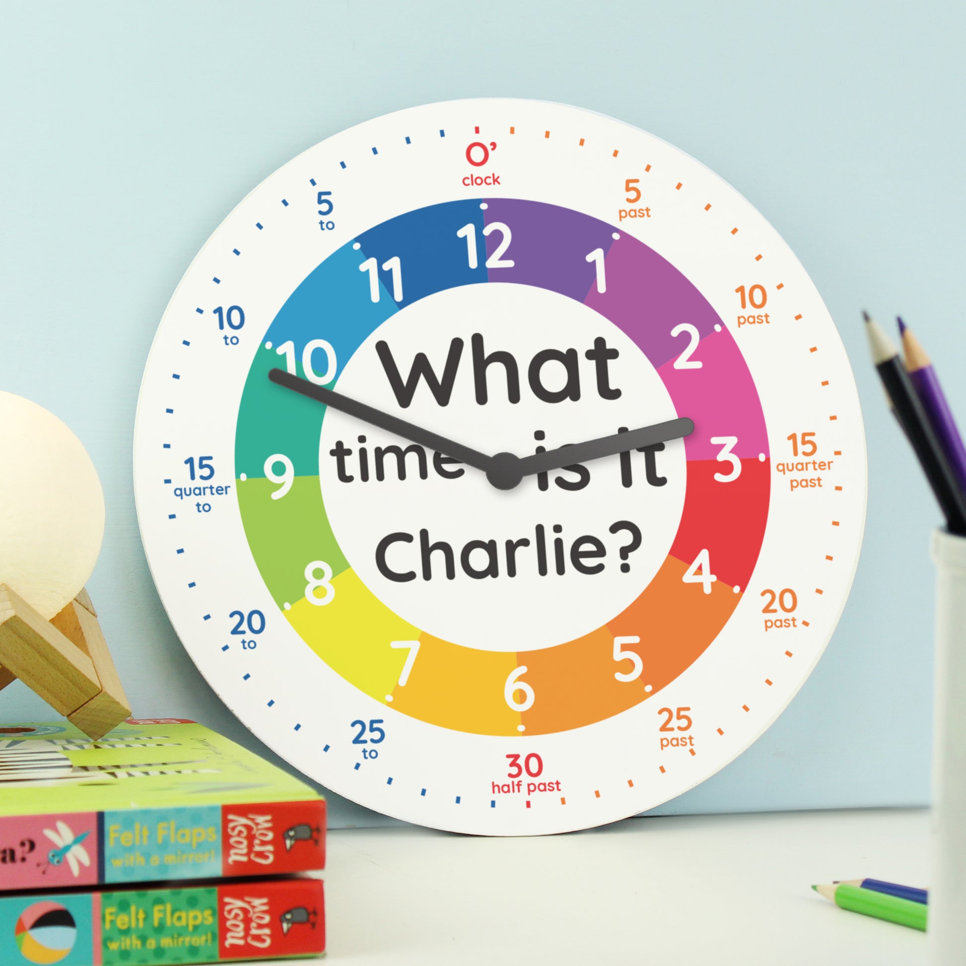 Personalised What Time Is It? Wooden Clock - MK&JD Gifts