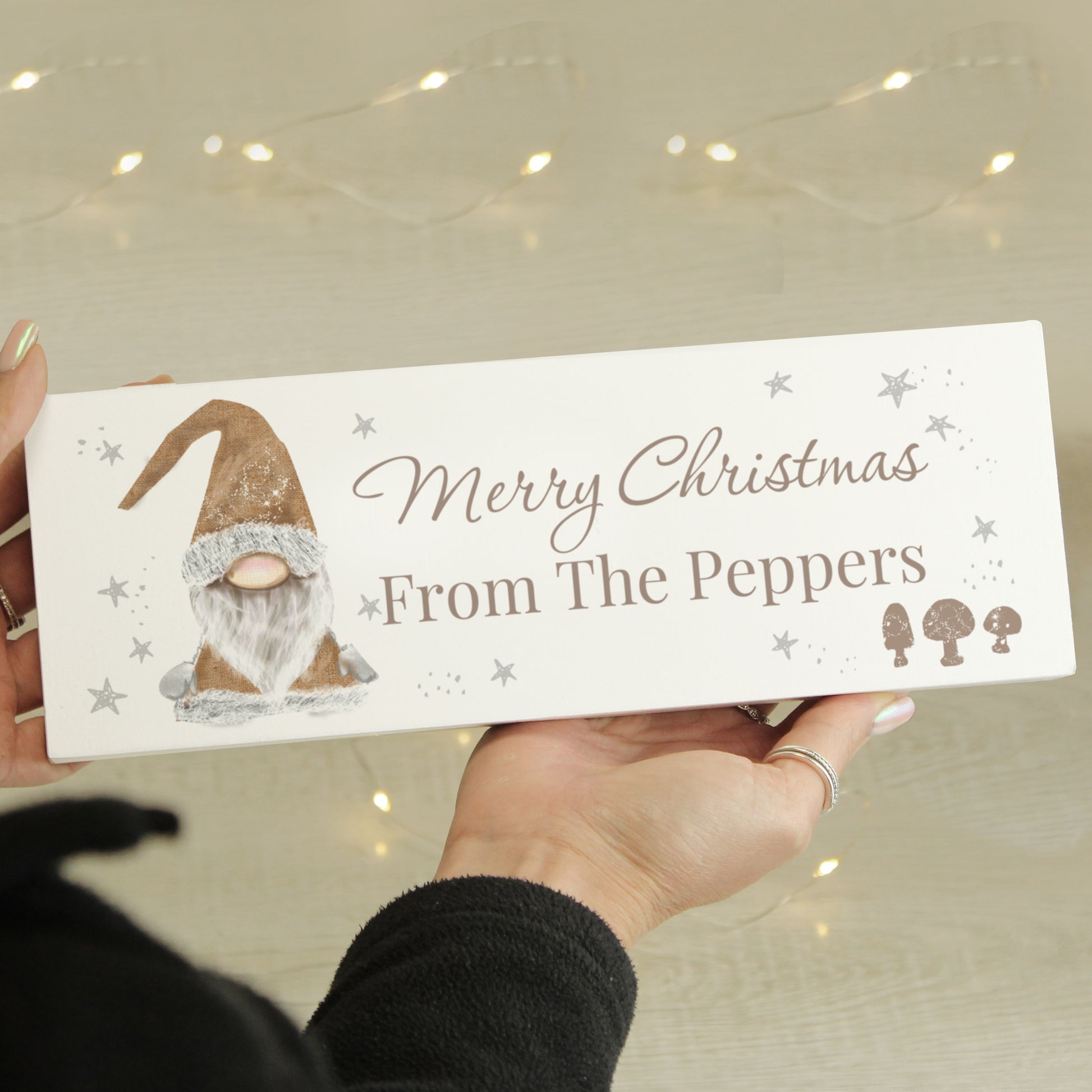Personalised Christmas Gonk Wooden Mantel Decoration - MK&JD Gifts