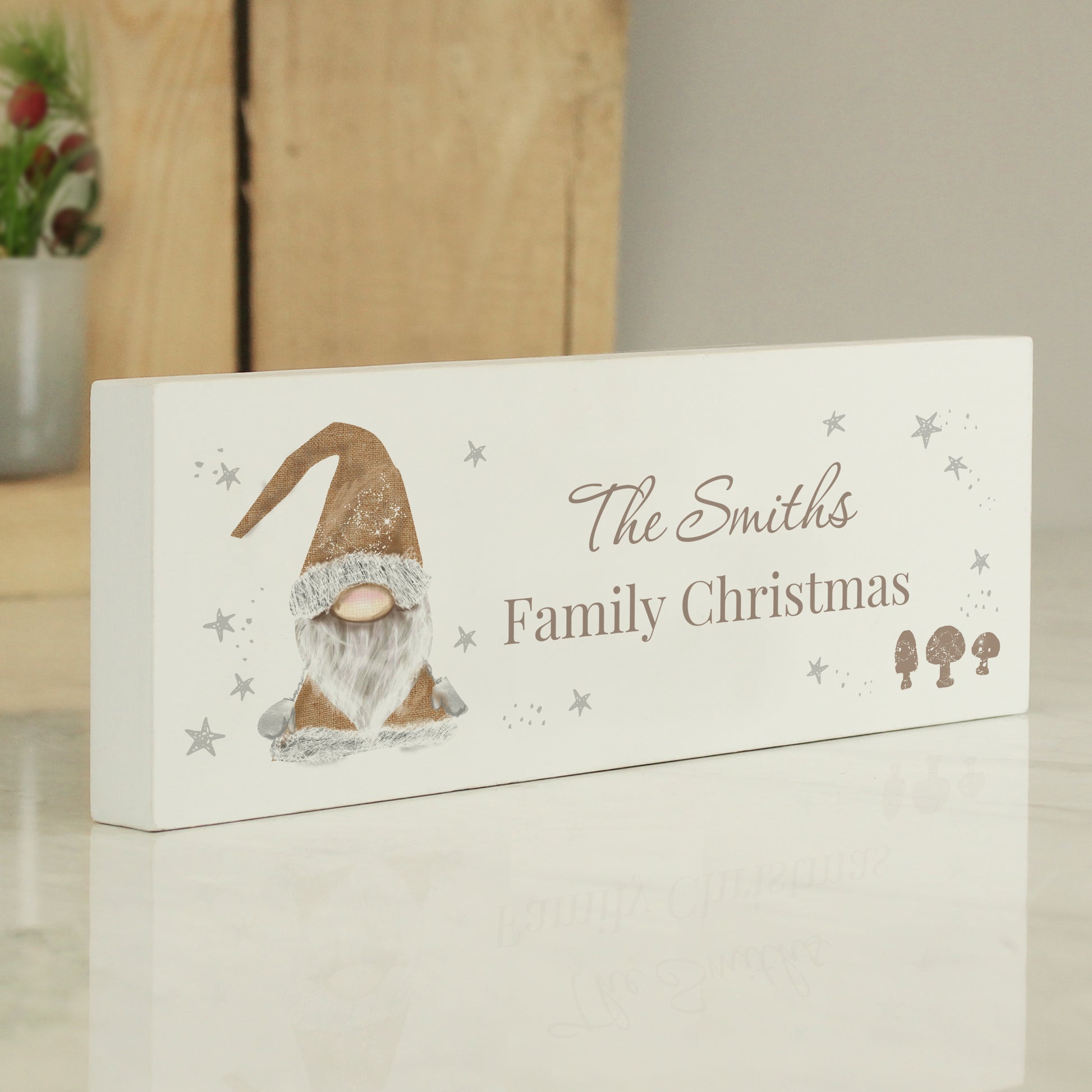 Personalised Christmas Gonk Wooden Mantel Decoration - MK&JD Gifts