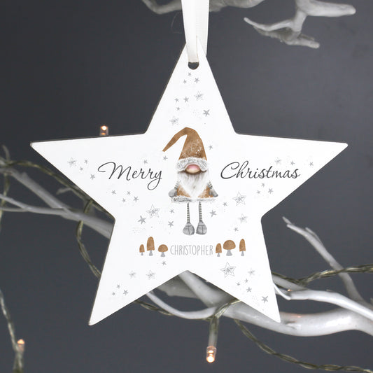Personalised Christmas Gonk Wooden Star Decoration - MK&JD Gifts