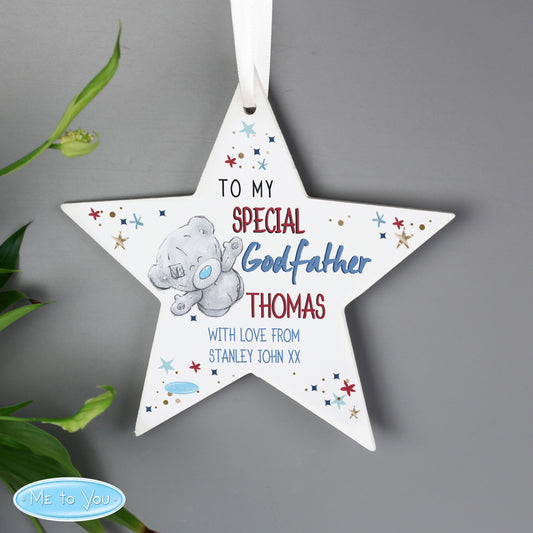 Personalised Me to You Godfather Wooden Star Decoration - MK&JD Gifts