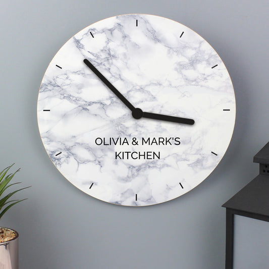 Personalised Marble Effect Wooden Clock - MK&JD Gifts
