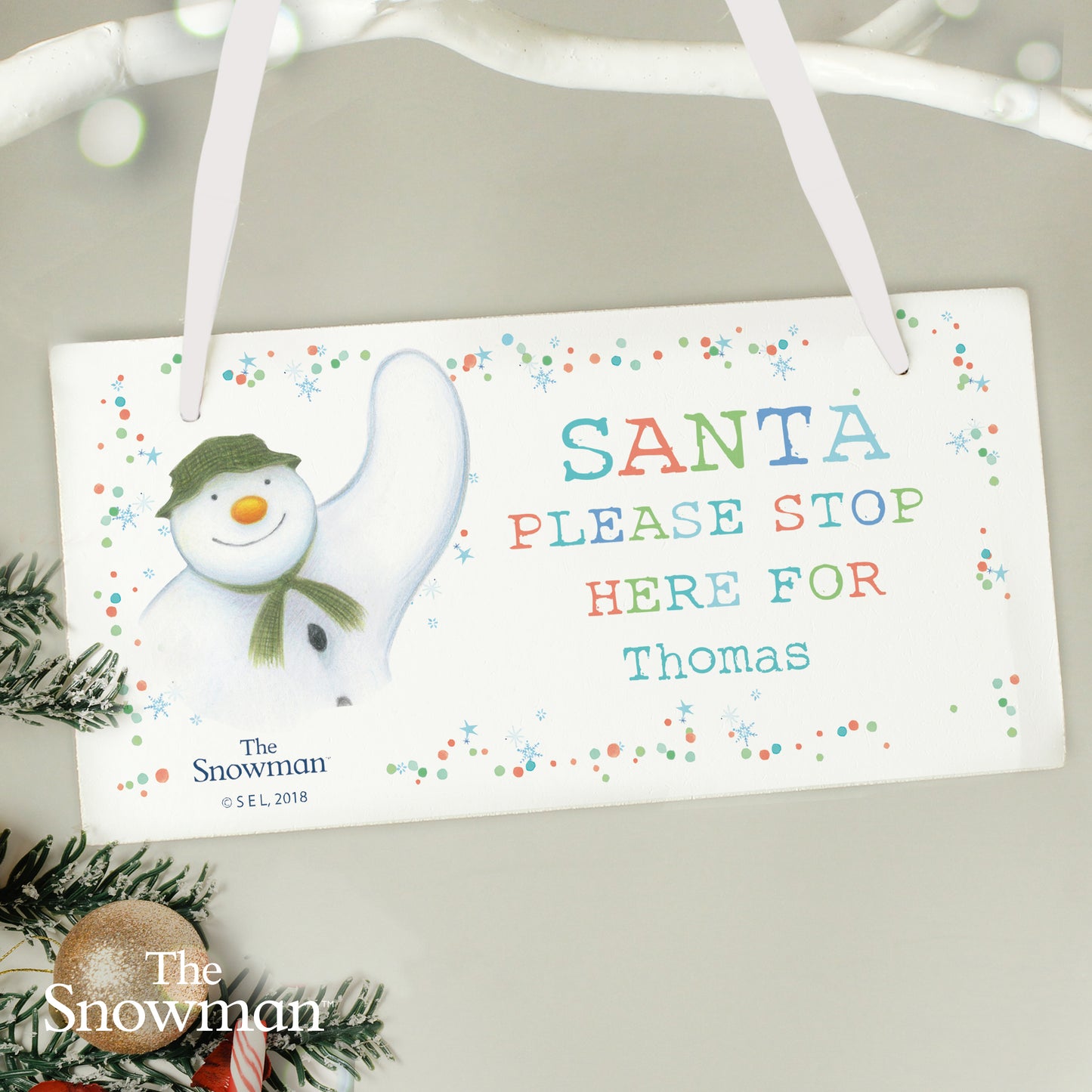 Personalised The Snowman Let it Snow Santa Stop Here Wooden Sign - MK&JD Gifts
