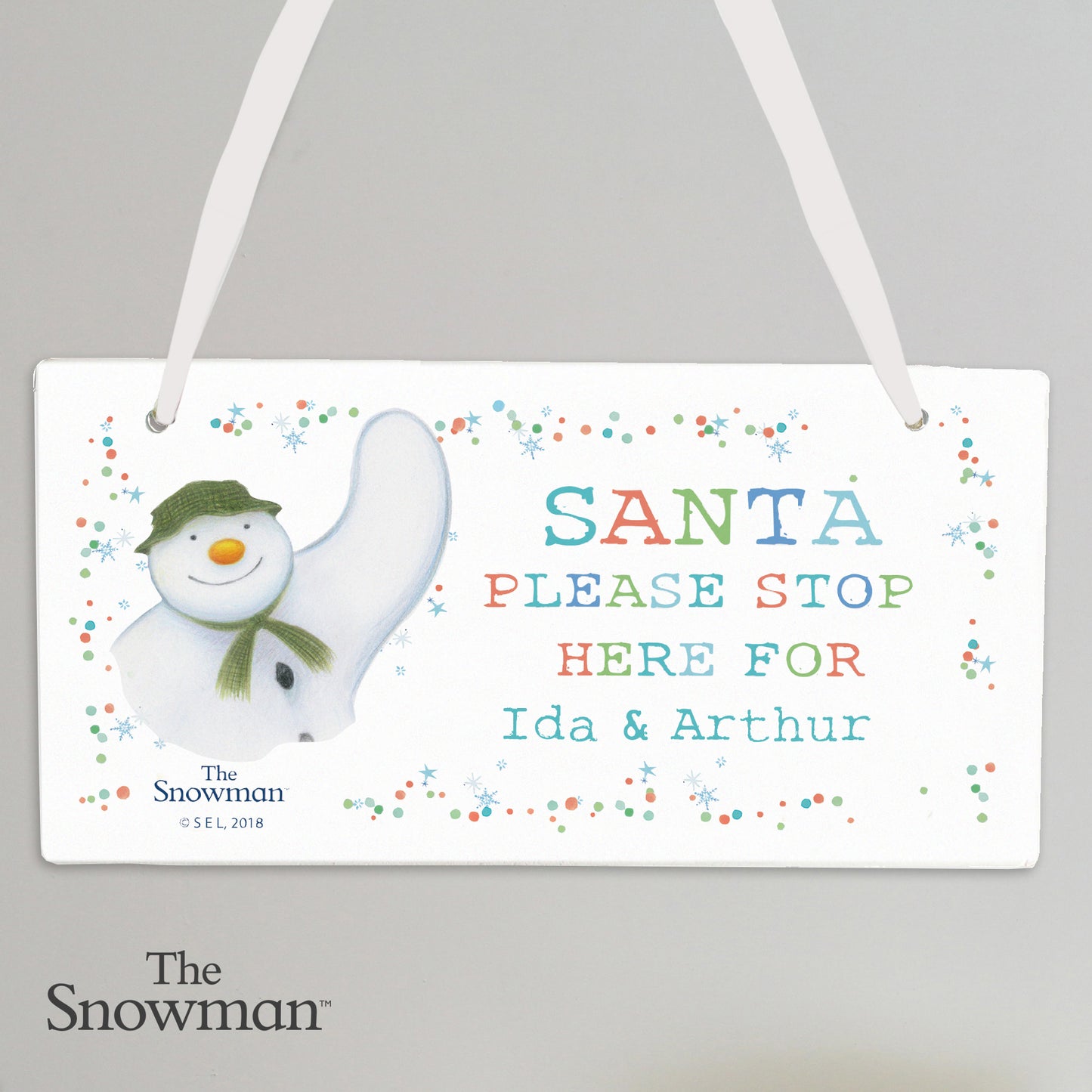 Personalised The Snowman Let it Snow Santa Stop Here Wooden Sign - MK&JD Gifts