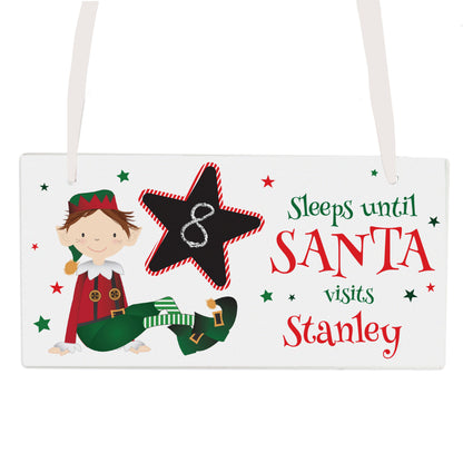 Personalised Elf Christmas Chalk Countdown Wooden Sign - MK&JD Gifts