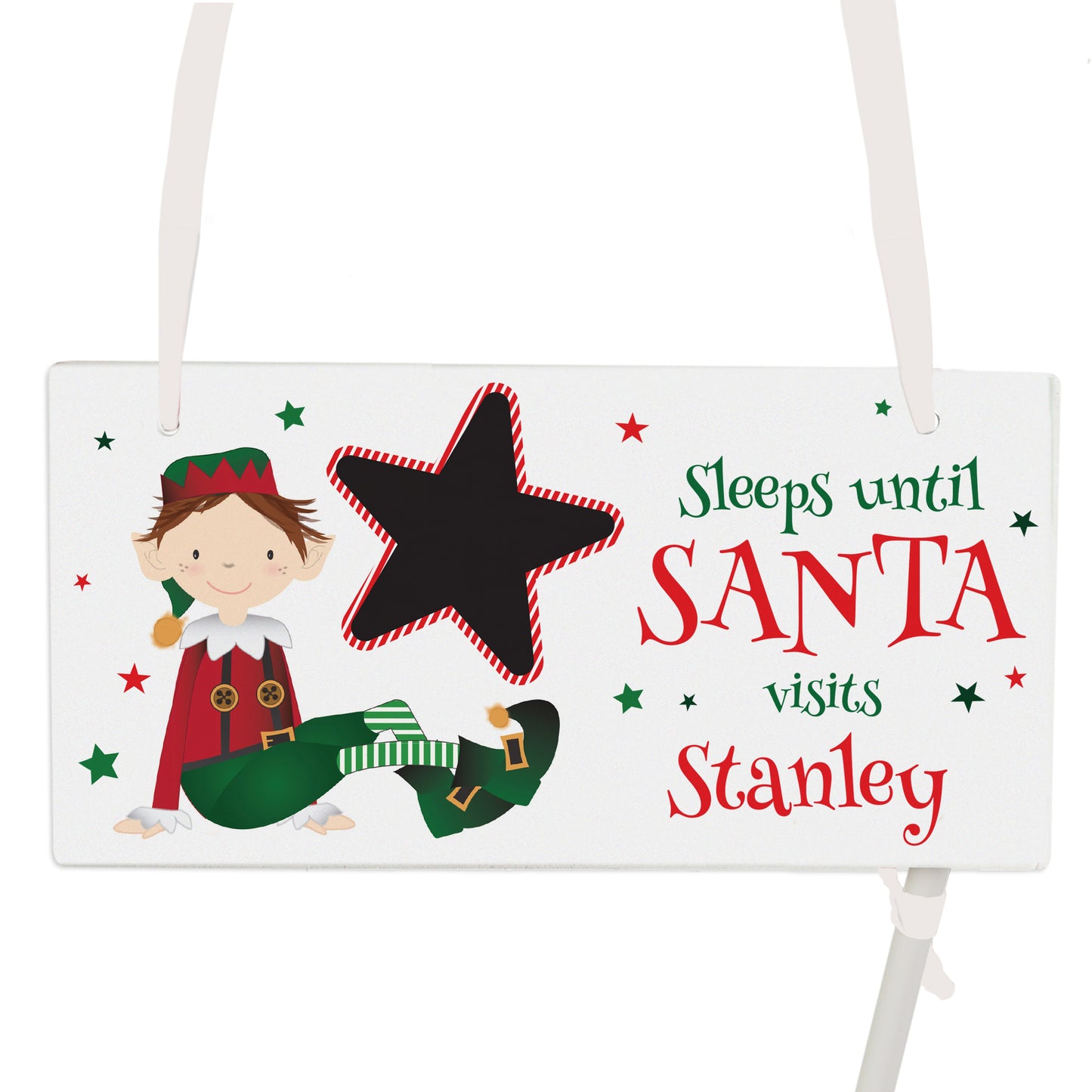 Personalised Elf Christmas Chalk Countdown Wooden Sign - MK&JD Gifts
