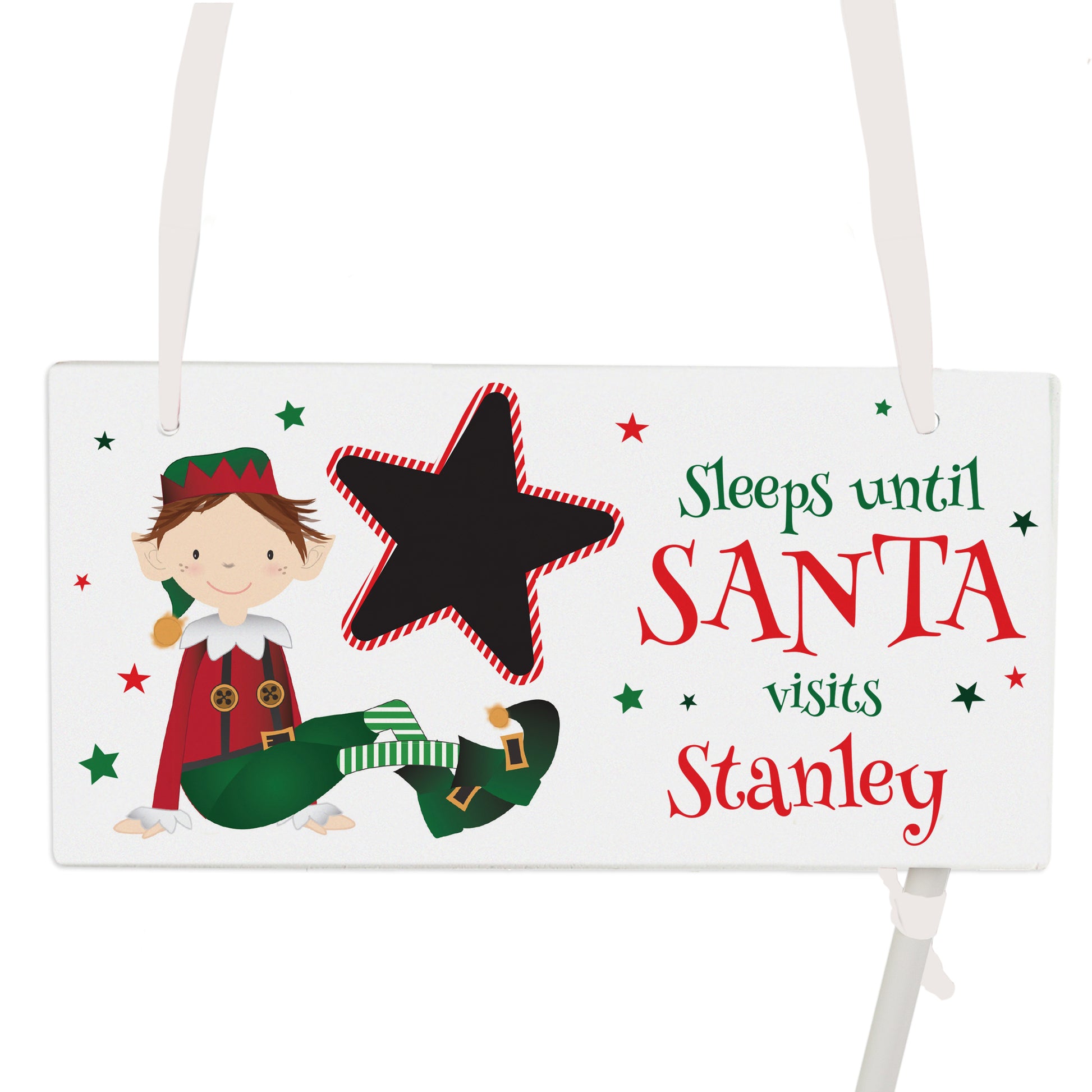 Personalised Elf Christmas Chalk Countdown Wooden Sign - MK&JD Gifts