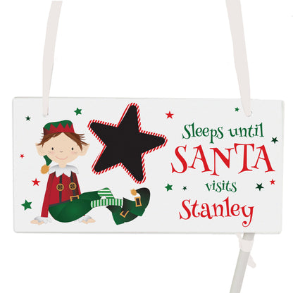 Personalised Elf Christmas Chalk Countdown Wooden Sign - MK&JD Gifts