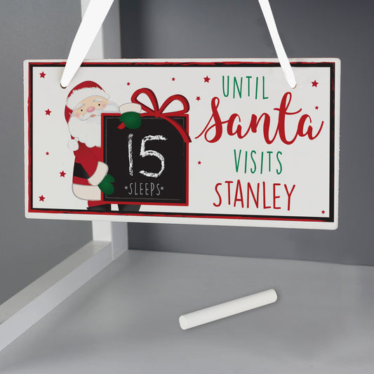 Personalised Santa Christmas Chalk Countdown Wooden Block - MK&JD Gifts
