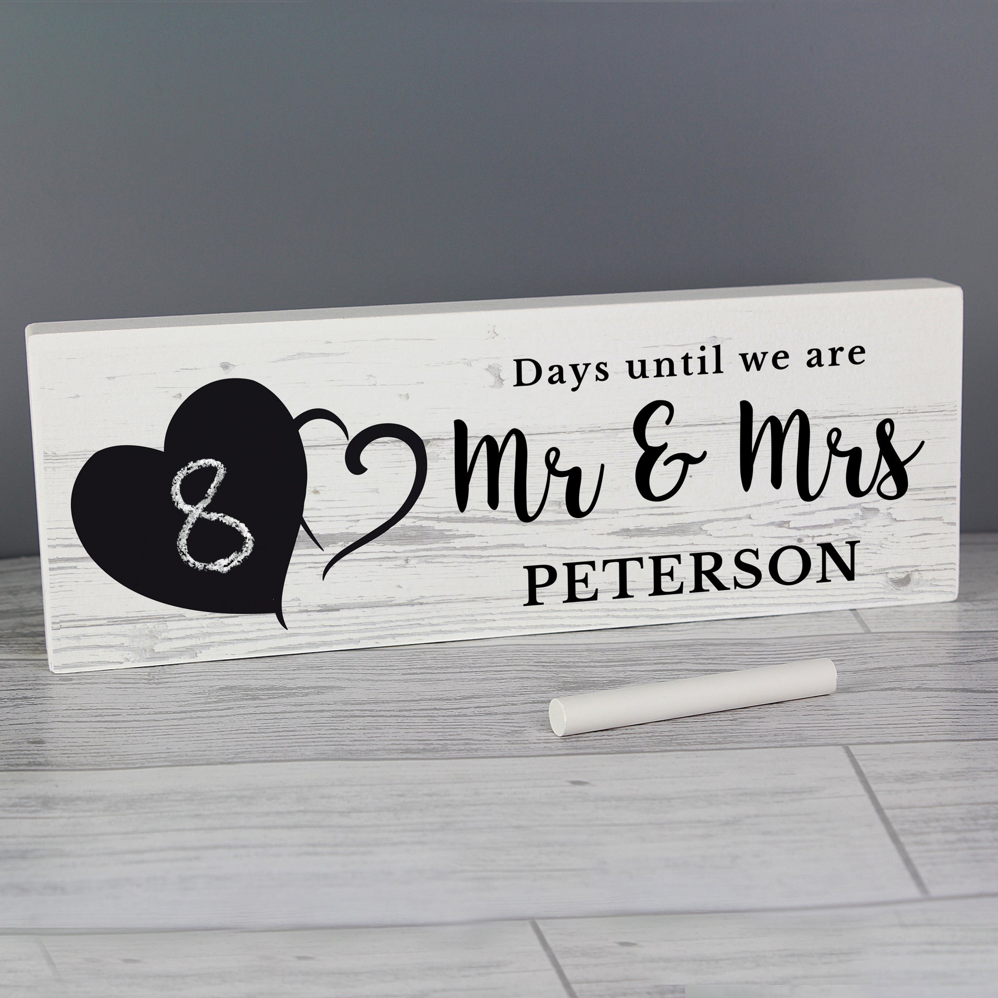 Personalised Rustic Chalk Countdown Wooden Mantel Decoration - MK&JD Gifts