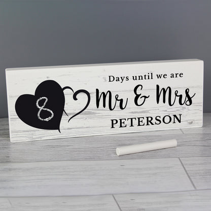 Personalised Rustic Chalk Countdown Wooden Mantel Decoration - MK&JD Gifts