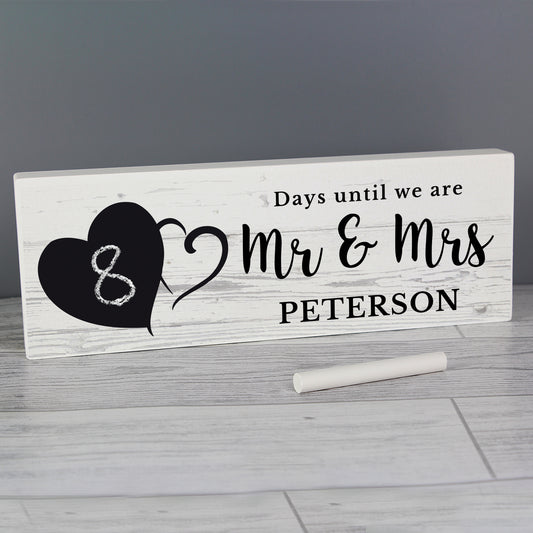 Personalised Rustic Chalk Countdown Wooden Mantel Decoration - MK&JD Gifts