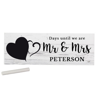 Personalised Rustic Chalk Countdown Wooden Mantel Decoration - MK&JD Gifts