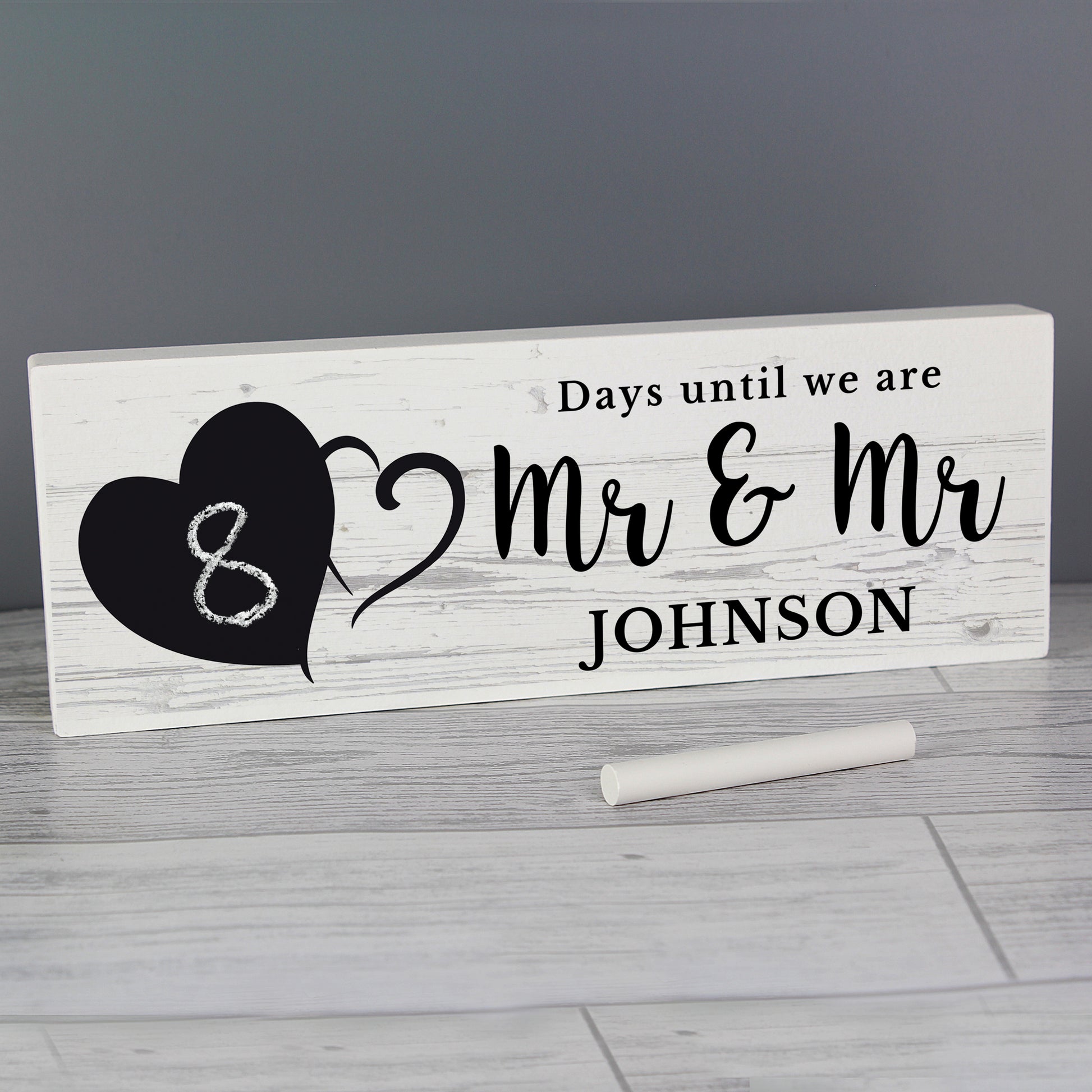 Personalised Rustic Chalk Countdown Wooden Mantel Decoration - MK&JD Gifts