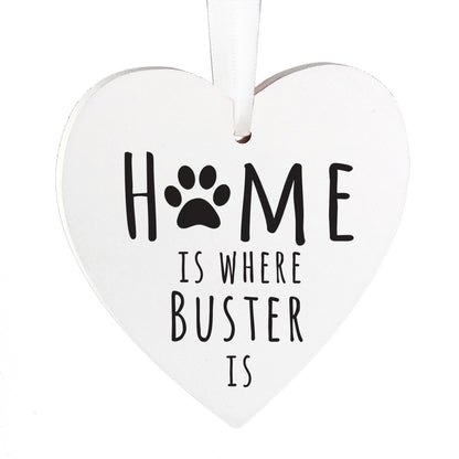 Personalised 'Home is Where' Pet Wooden Heart Decoration - MK&JD Gifts