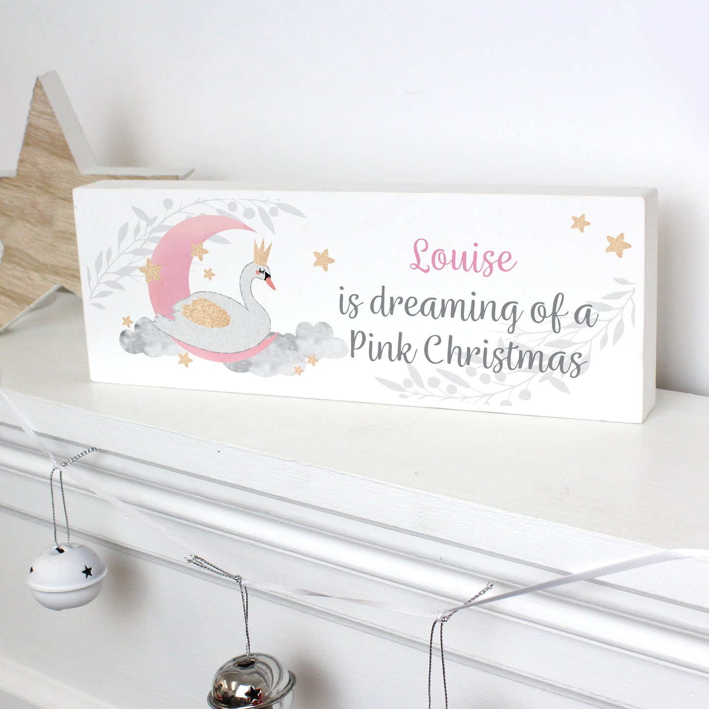 Personalised Swan Lake Wooden Mantel Decoration - MK&JD Gifts