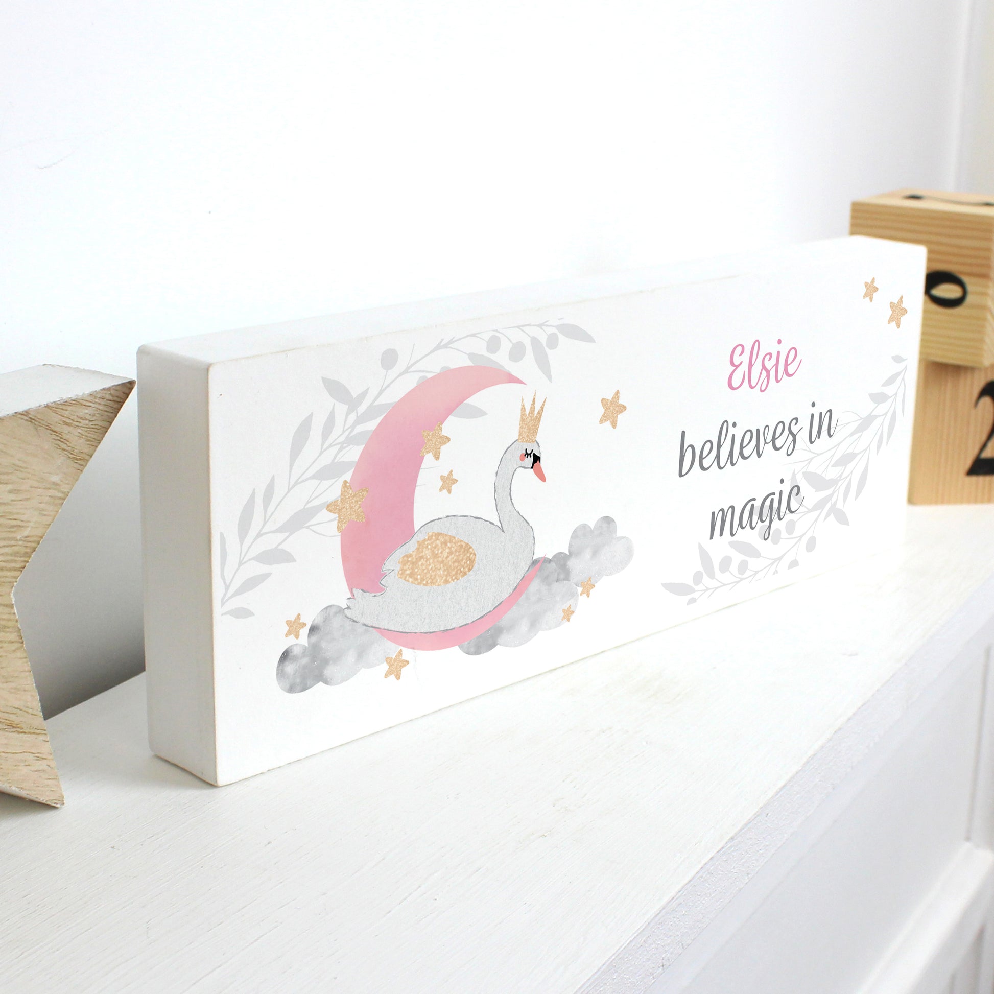 Personalised Swan Lake Wooden Mantel Decoration - MK&JD Gifts