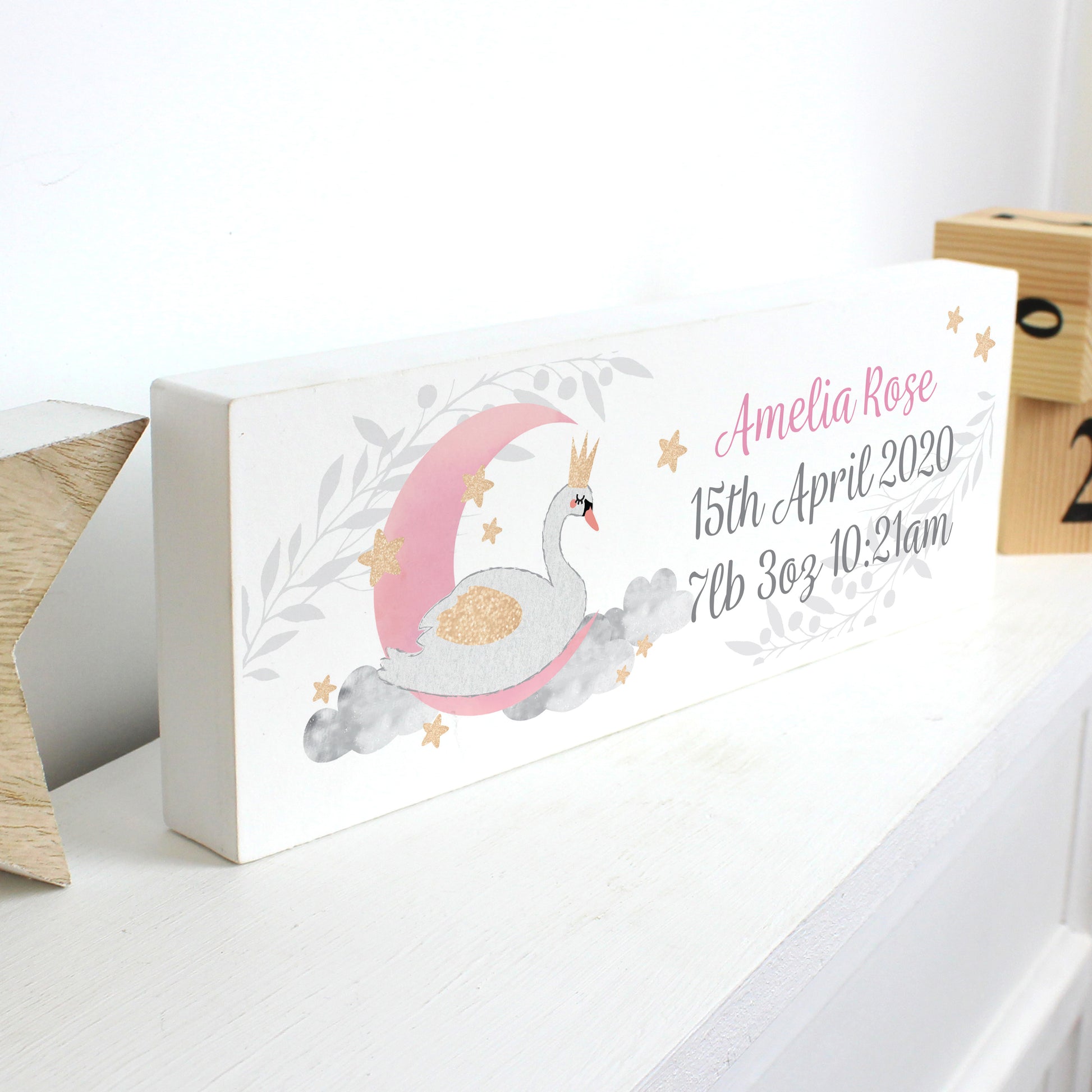 Personalised Swan Lake Wooden Mantel Decoration - MK&JD Gifts