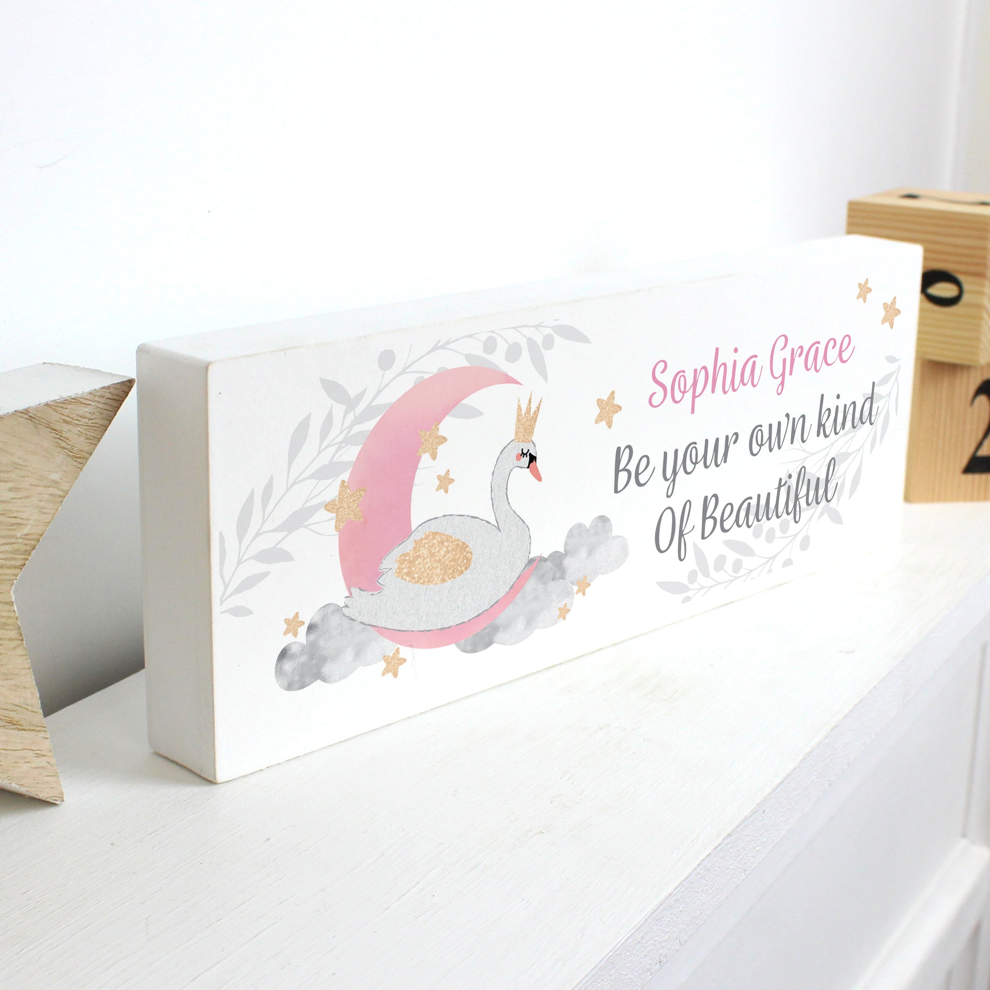 Personalised Swan Lake Wooden Mantel Decoration - MK&JD Gifts