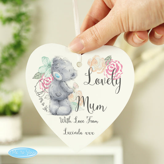Personalised Me to You Floral Wooden Heart Decoration - MK&JD Gifts