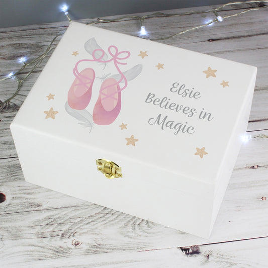Personalised Swan Lake Ballet White Wooden Keepsake Box - MK&JD Gifts