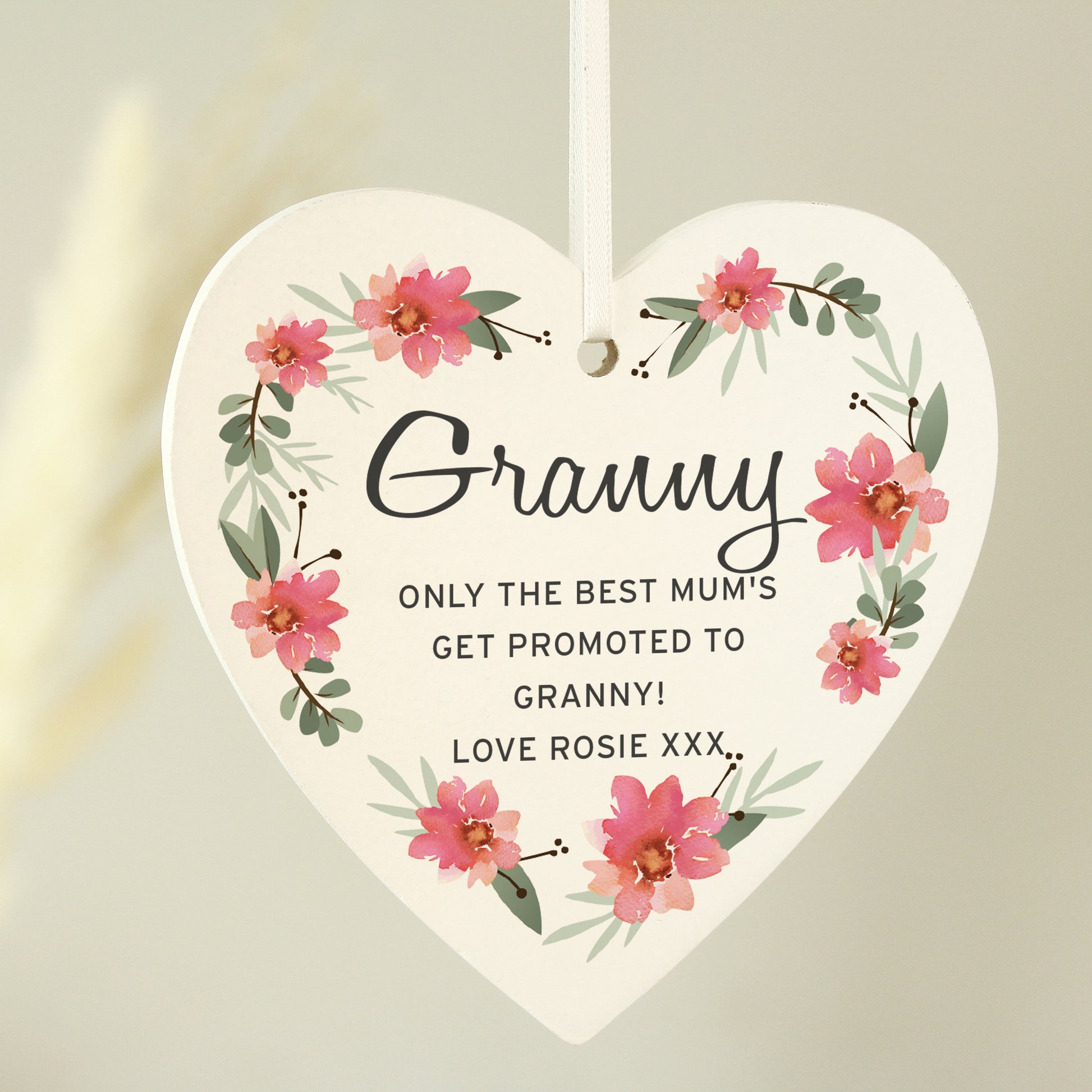 Personalised Floral Sentimental Wooden Heart Decoration - MK&JD Gifts