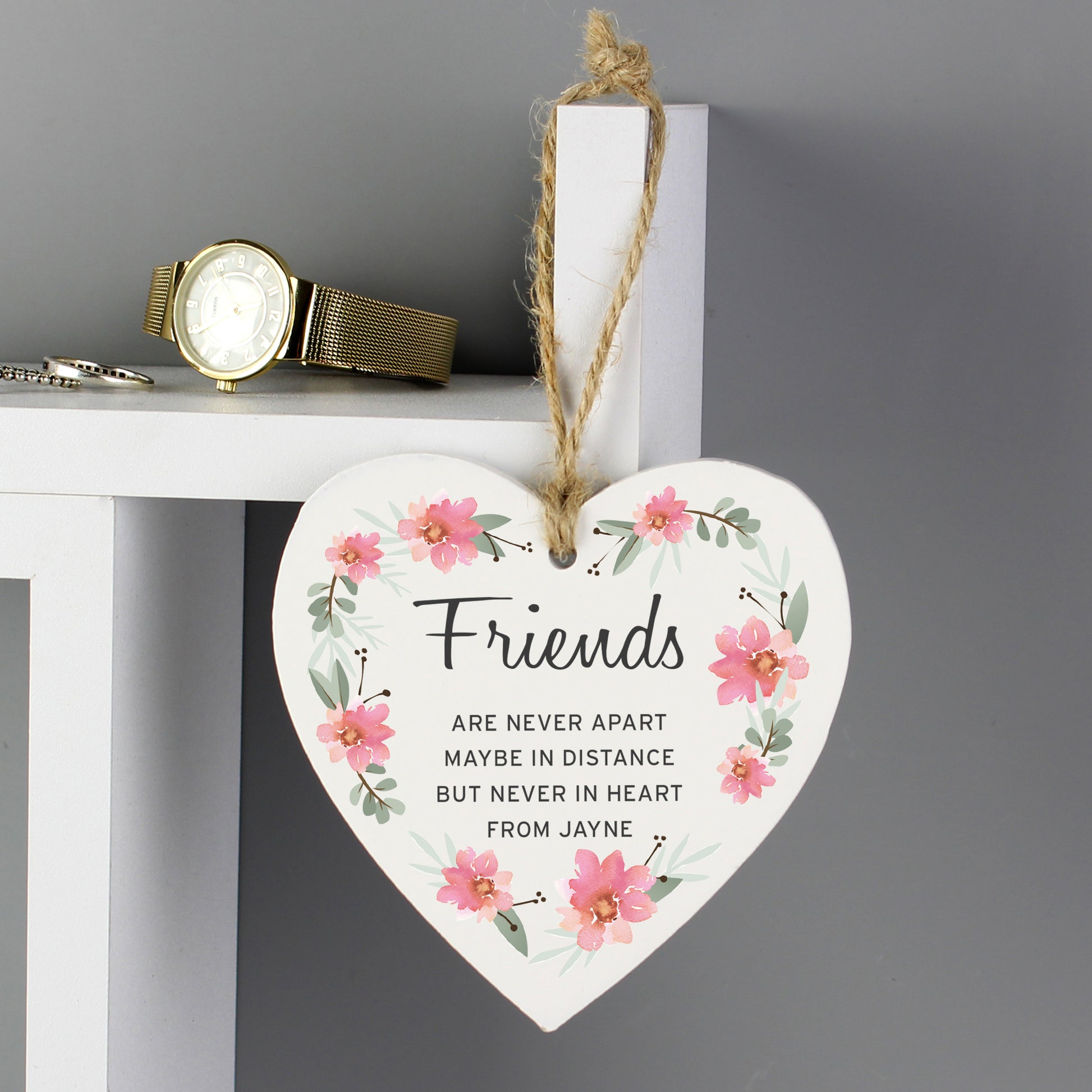 Personalised Floral Sentimental Wooden Heart Decoration - MK&JD Gifts