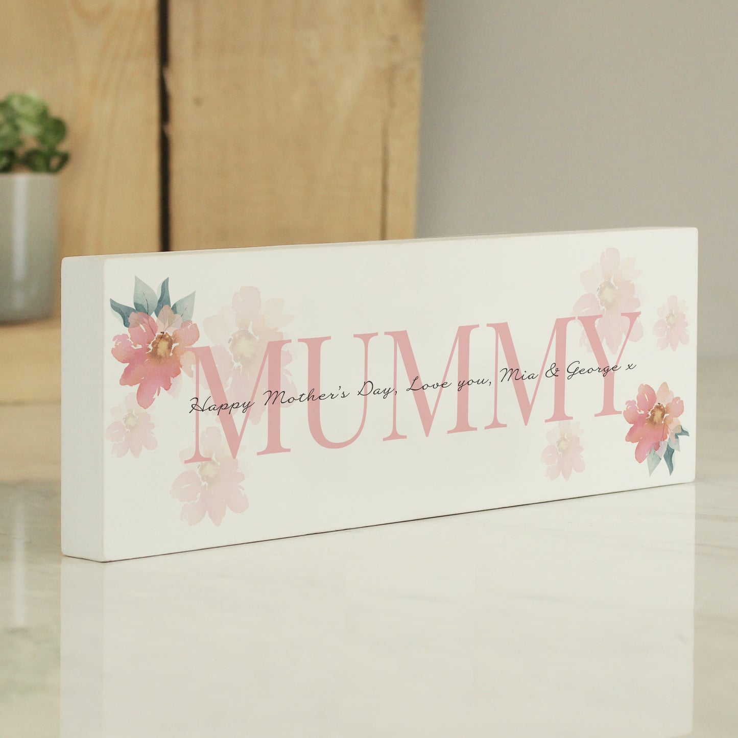 Personalised Floral Sentimental Wooden Mantel Decoration - MK&JD Gifts