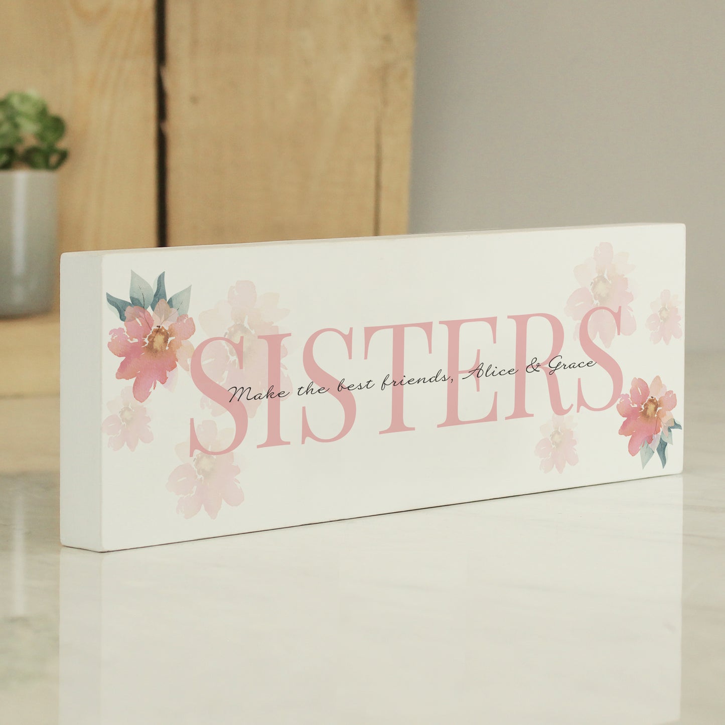 Personalised Floral Sentimental Wooden Mantel Decoration - MK&JD Gifts