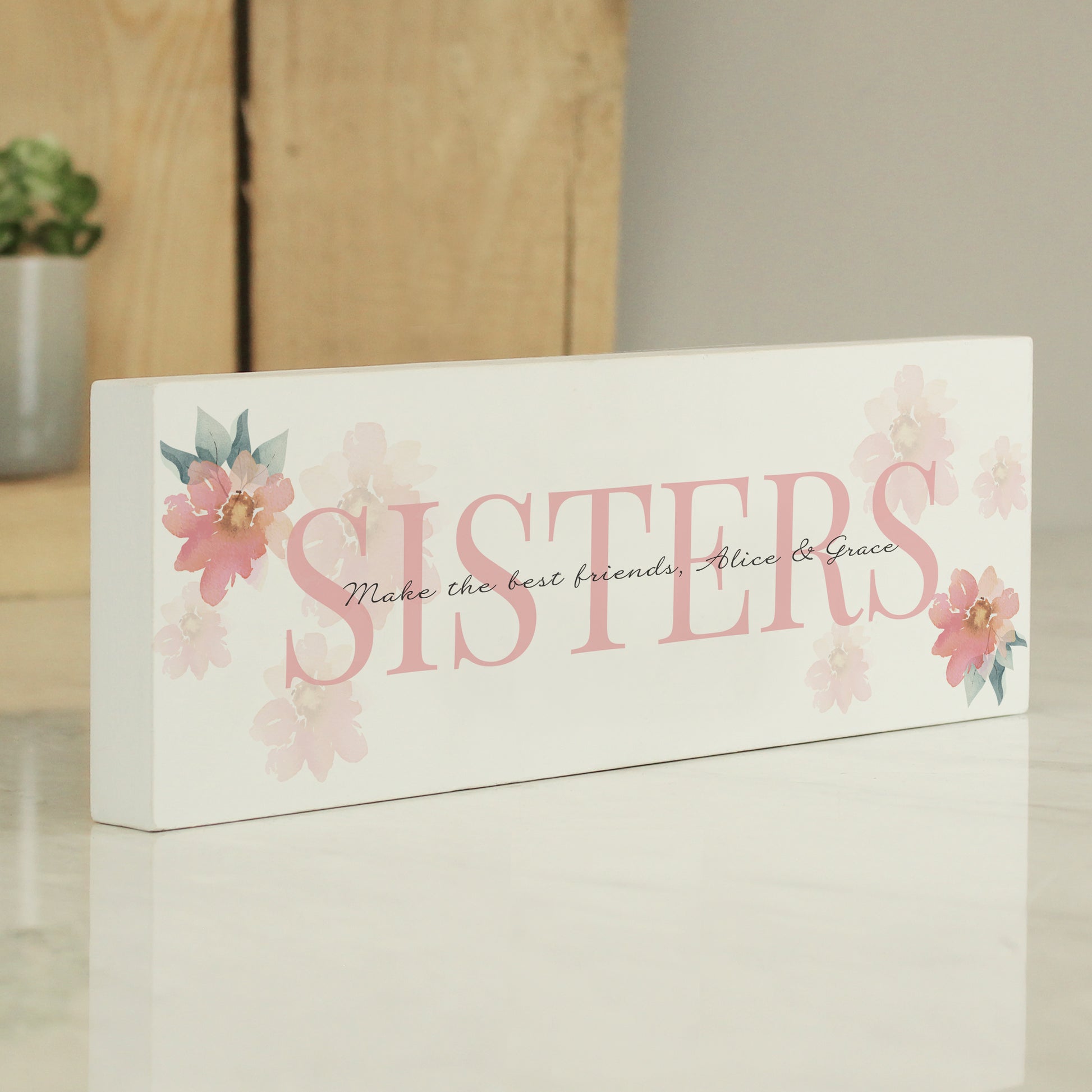 Personalised Floral Sentimental Wooden Mantel Decoration - MK&JD Gifts