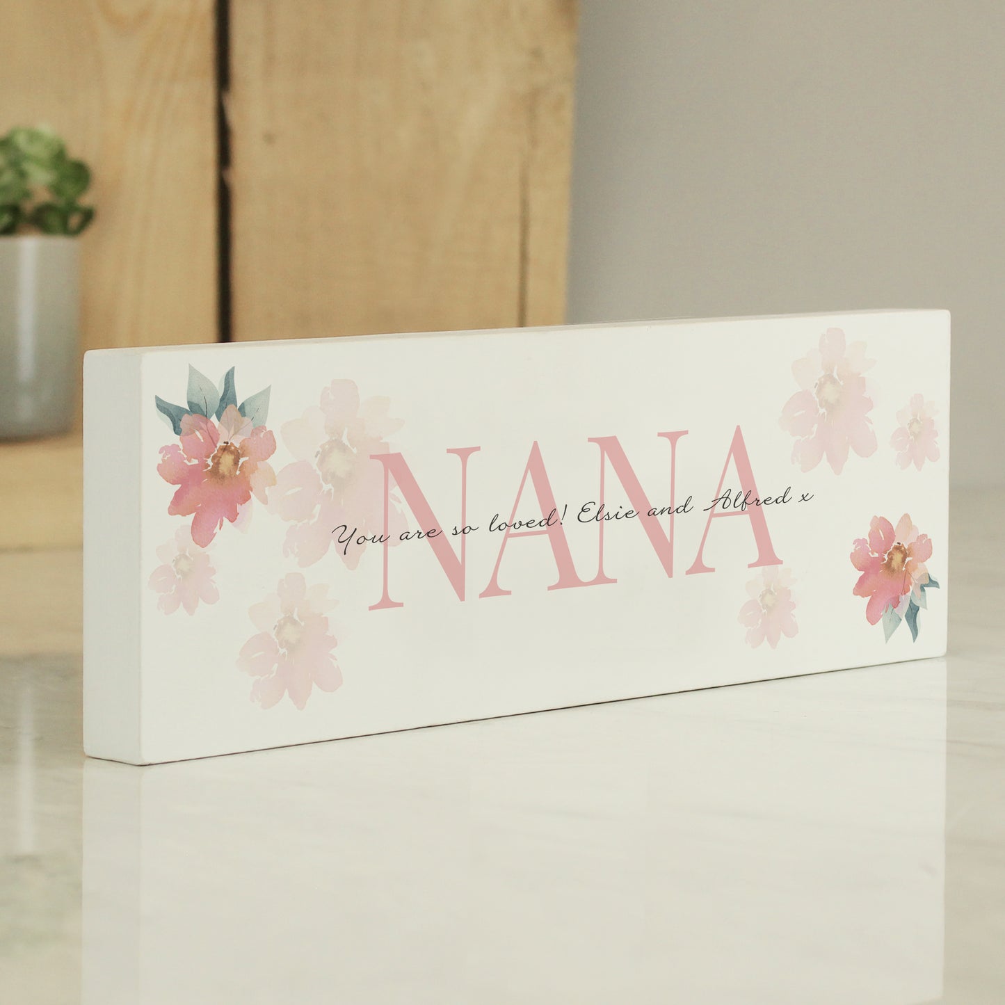 Personalised Floral Sentimental Wooden Mantel Decoration - MK&JD Gifts