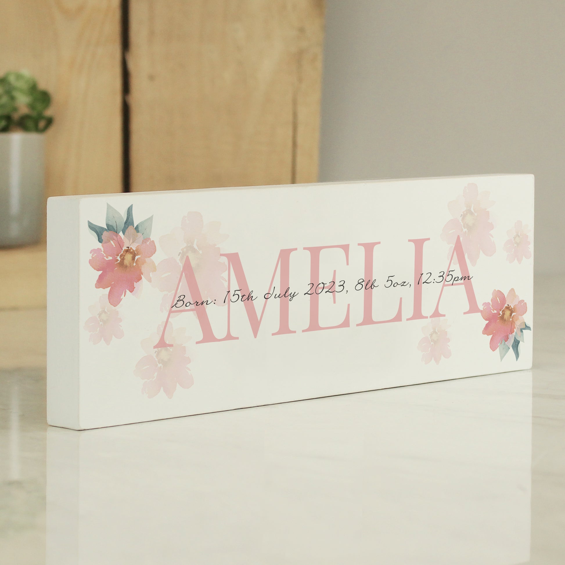 Personalised Floral Sentimental Wooden Mantel Decoration - MK&JD Gifts