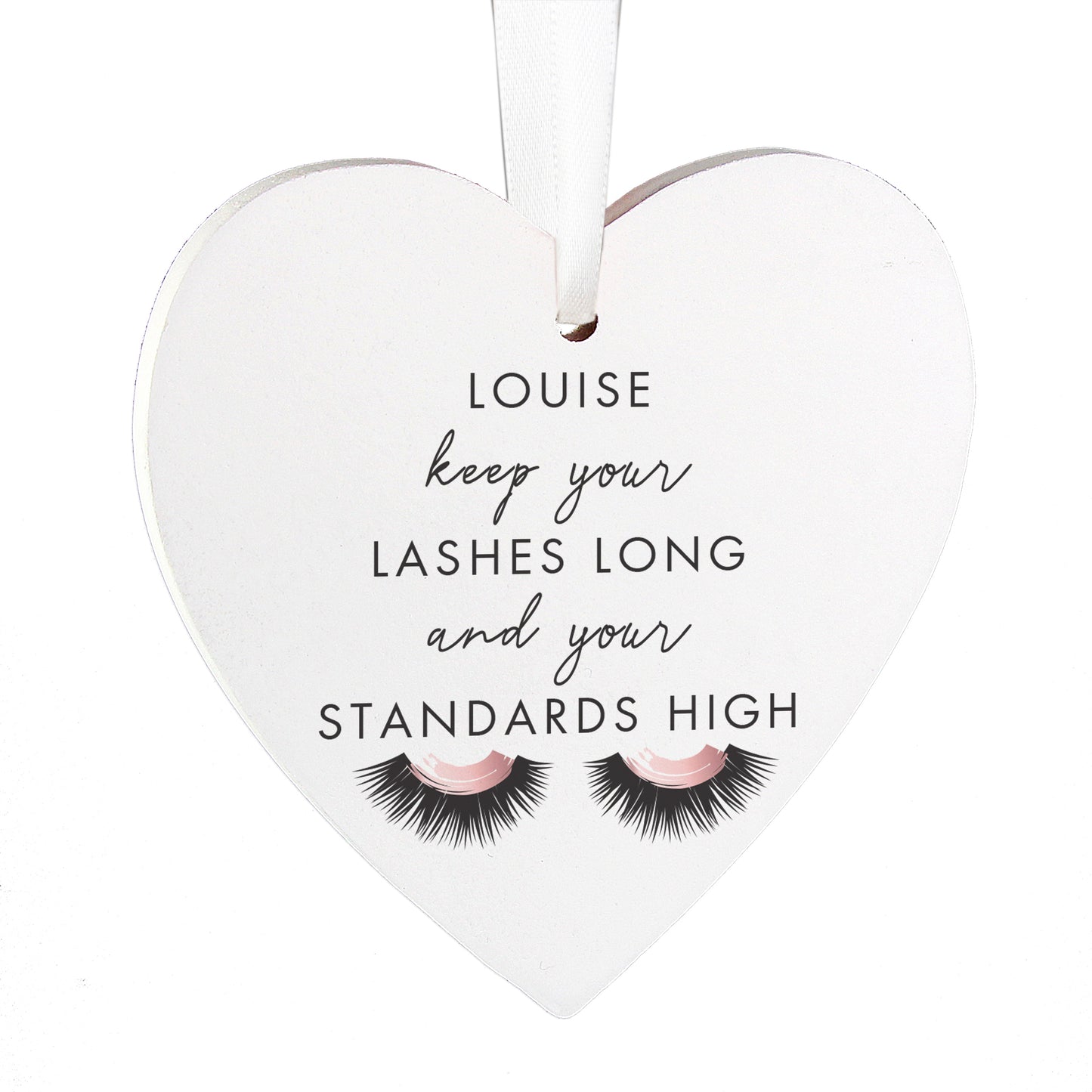 Personalised Eyelash Wooden Heart Decoration - MK&JD Gifts