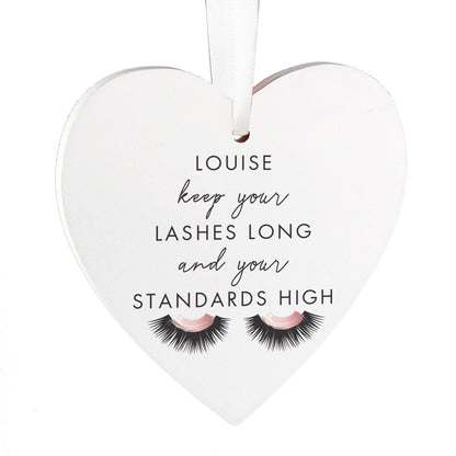Personalised Eyelash Wooden Heart Decoration - MK&JD Gifts