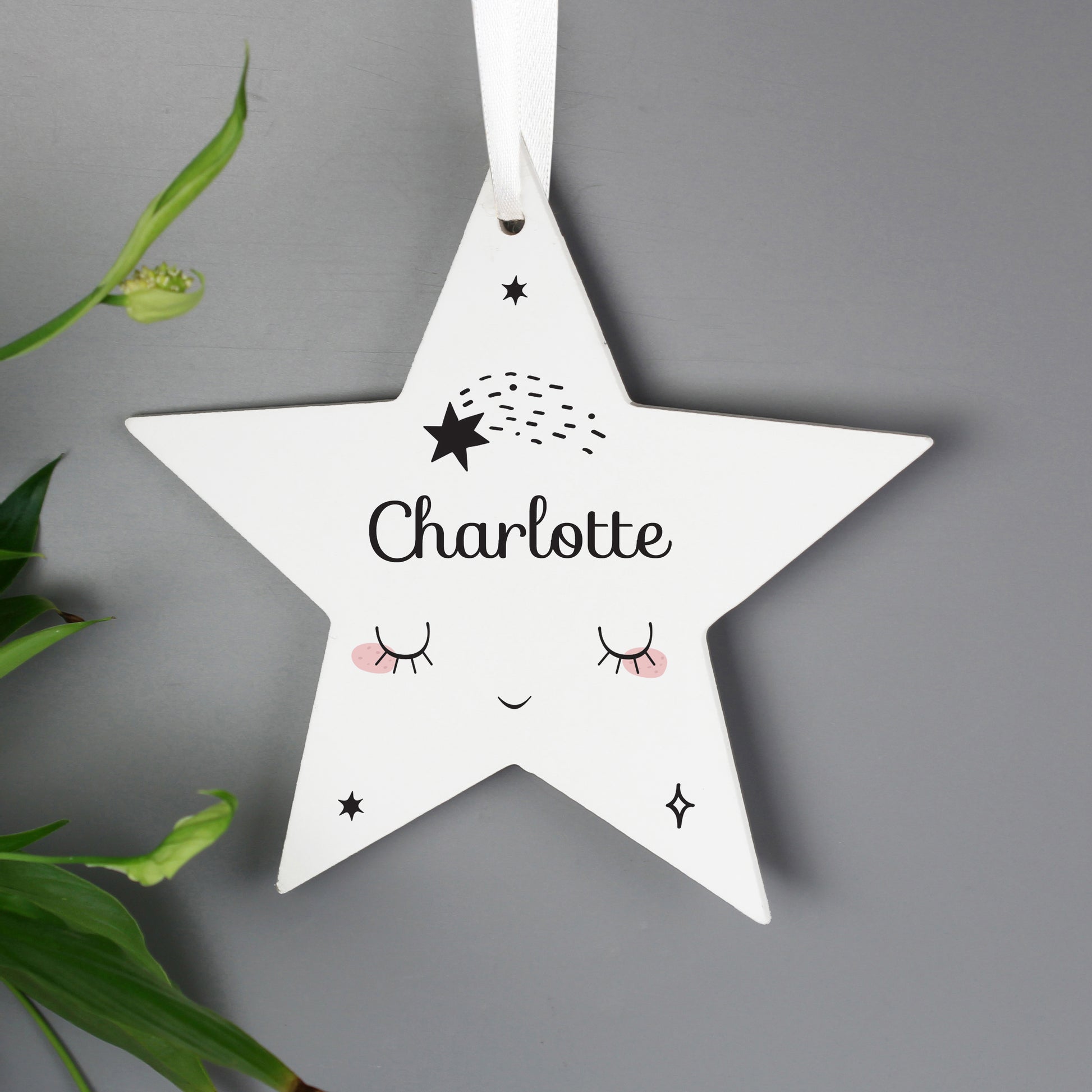Personalised Baby Moon Wooden Star Decoration - MK&JD Gifts